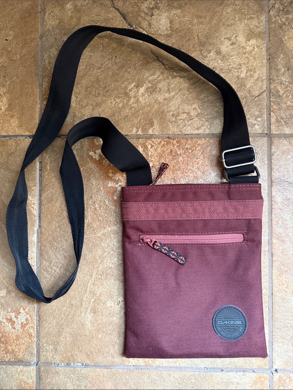 Dakine Jive Crossbody Bag Maroon With Black Adjustable Strap